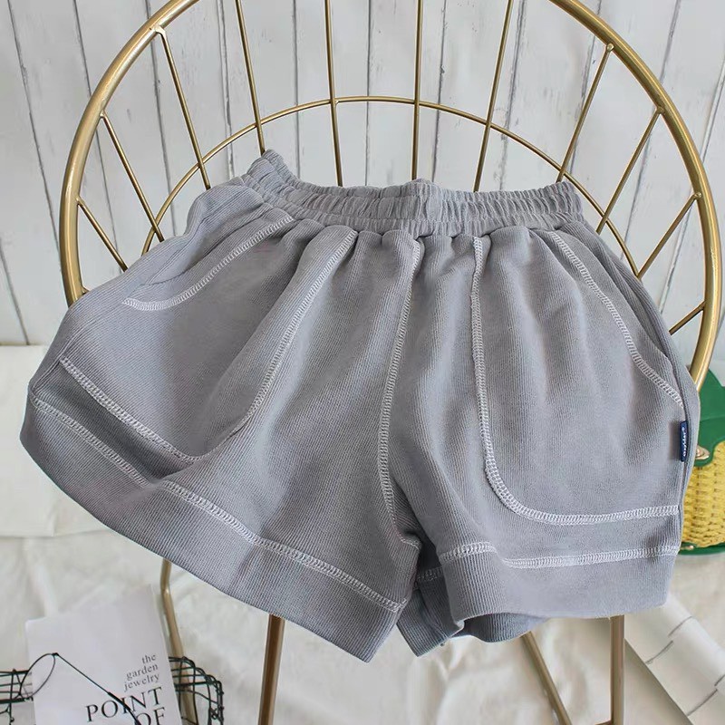 Quần Short Nữ Chỉ Nổi Unisex Cao Cấp ,Chất Liệu Cotton Thun Co Dãn 3 Màu (Đen,Xám,Trắng)-VATI