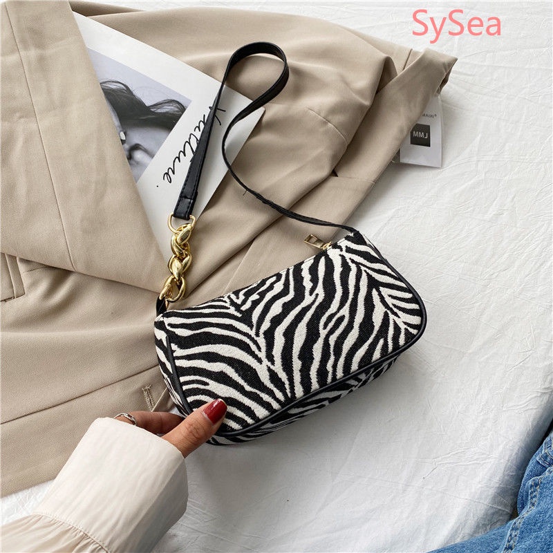 Túi Đeo Vai Họa Tiết Ngựa Vằn Phối Dây Xích Thời Trang Cho Nữ