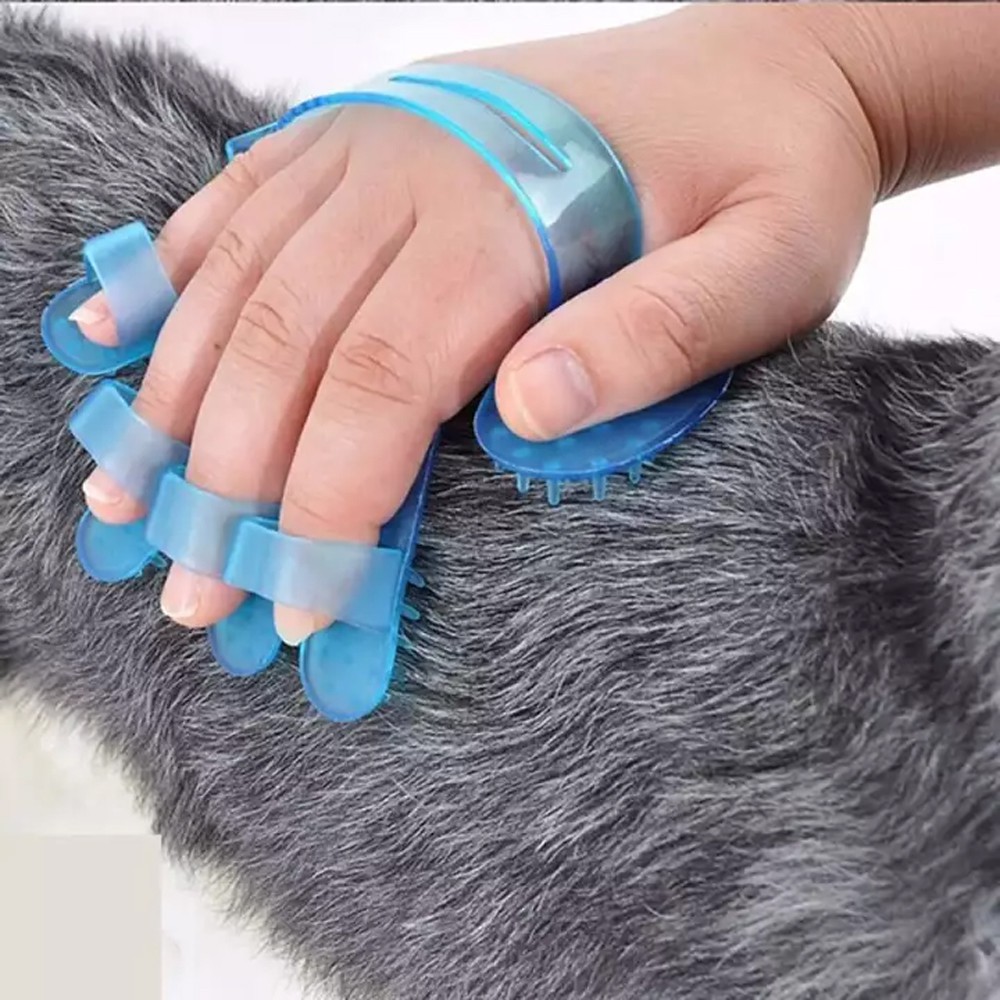 Găng tay tắm và chải lông rụng cho chó mèo, thú cưng Little King chất liệu cao su
