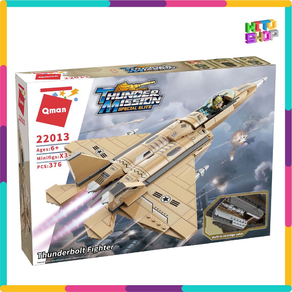 Bộ Đồ Chơi Xếp Hình Thông Minh Lego Qman 22013 Máy Bay Chiến Đấu Thunderbolt 376 Miếng Ghép Cho Trẻ Từ 6 Tuổi