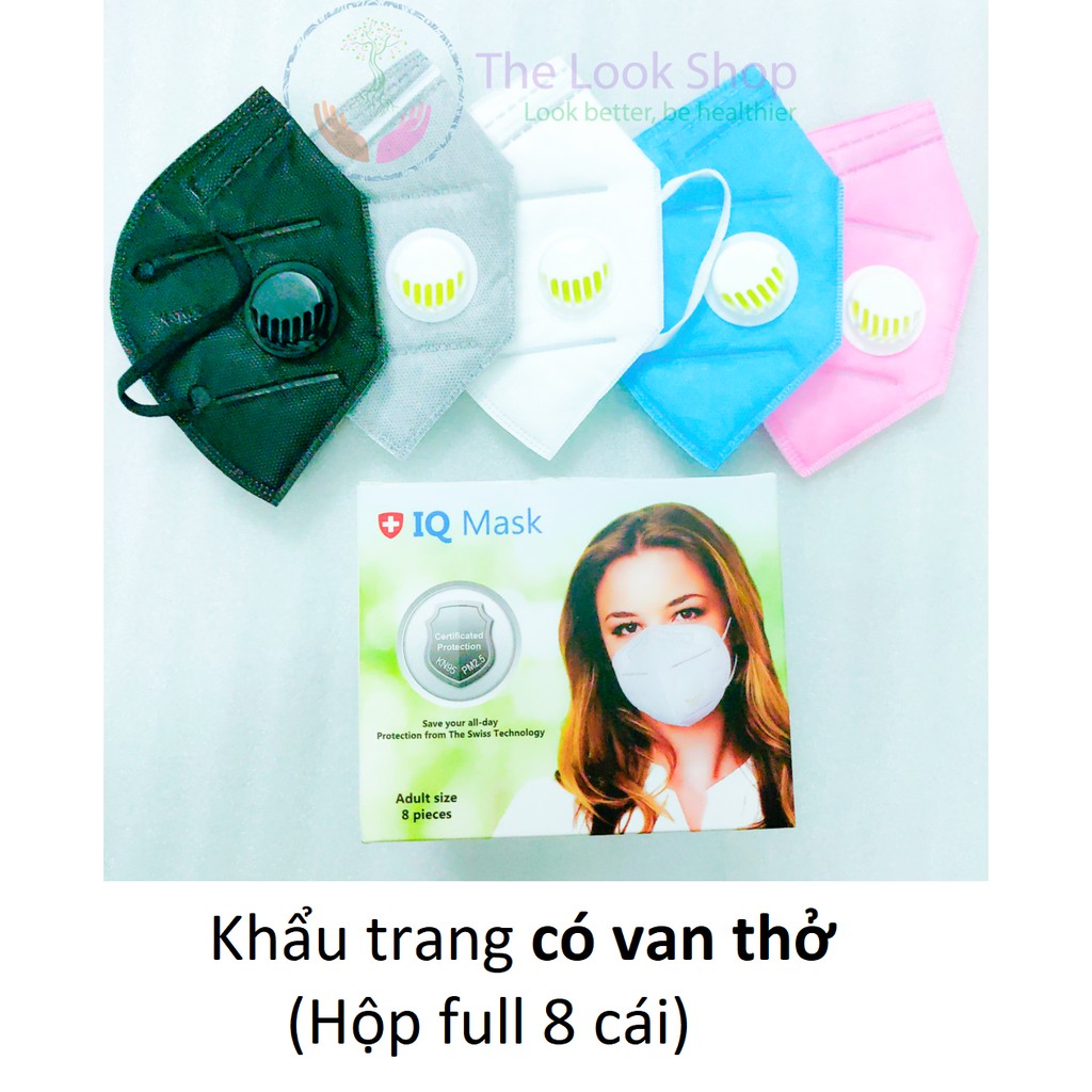 Khẩu trang KN95  chống bụi mịn pm2.5 IQ Mask- Công nghệ Thụy Sĩ bảo vệ sức khỏe của bạn khỏi ô nhiễm (Hộp 8 cái)