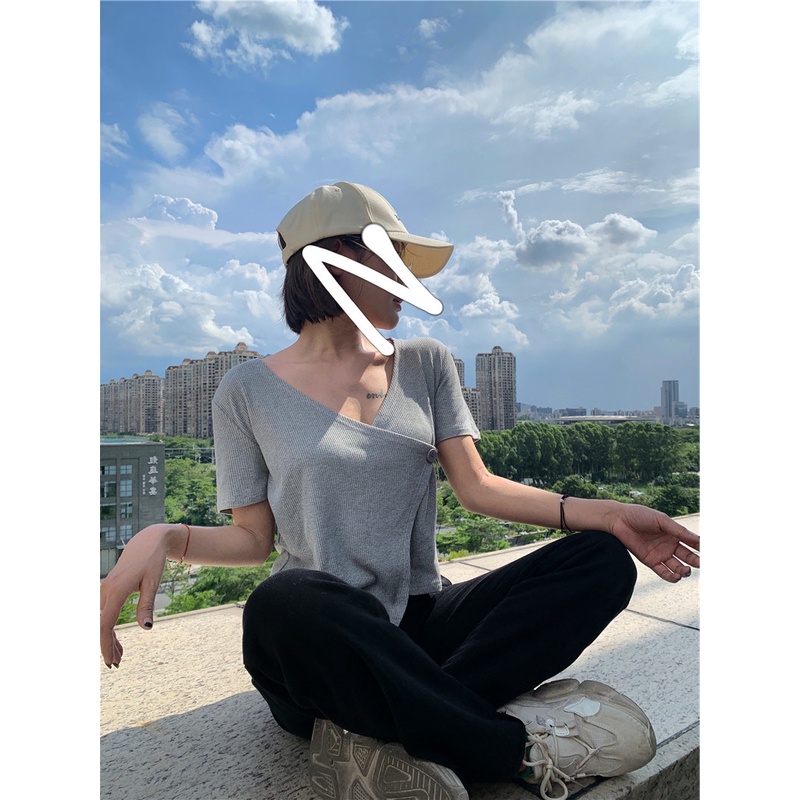NRVP Áo thun tay ngắn phong cách Hàn Quốc mùa hè 2022 dành cho nữ