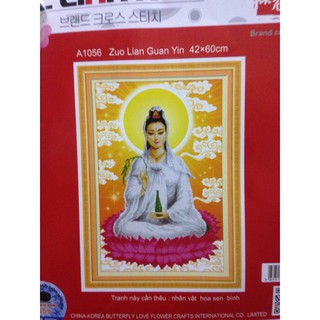 Tranh thêu chữ thập Quan Thế Âm Bồ Tát A1056-42x60cm