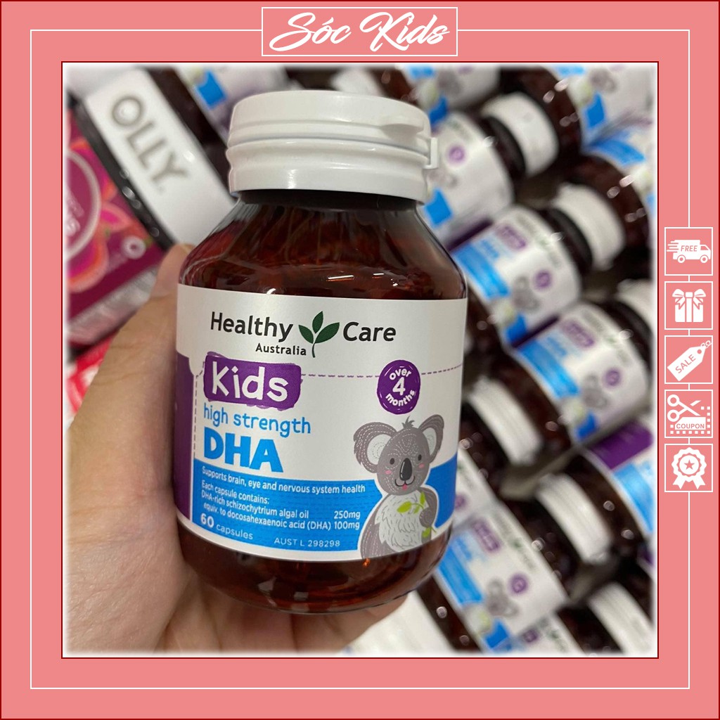 DHA Healthy Care Viên Uống Bổ Sung DHA Cho Bé Từ 4 Tháng Tuổi - CHUẨN ÚC | MẪU MỚI | DATE 2023 | 60 VIÊN | SÓC KIDS