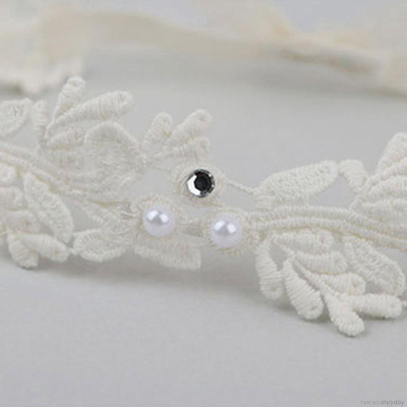 Băng đô vải ren đính ngọc trai dễ thương cho bé gái