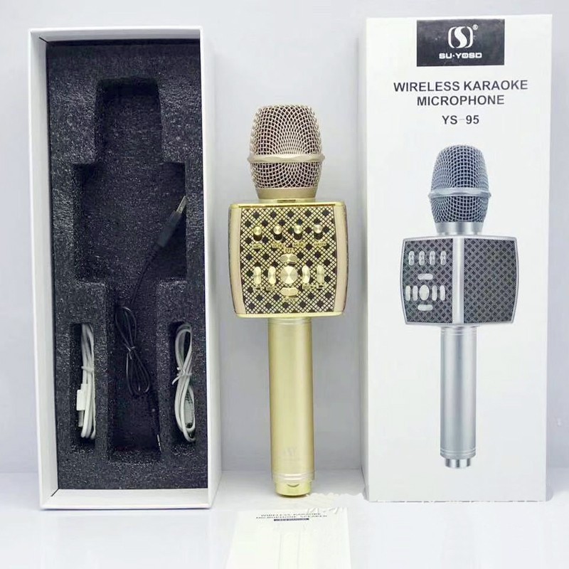 [Mã ELHACE giảm 4% đơn 300K] Micro karaoke bluetooth cao cấp SU YOSD YS-95 sọc caro đẹp kèm bộ thu tín hiệu qua loa rời