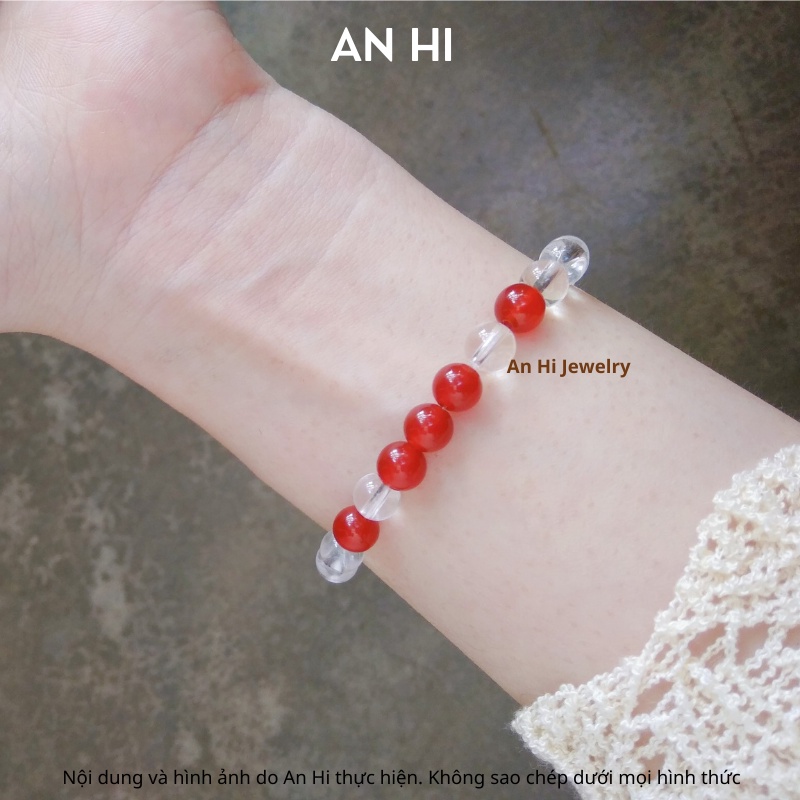 Vòng Tay Đá Phong Thủy Carnelian, Clear Quartz, Vòng Tay Bạc Nam, Nữ, Quà Tặng Gia Đình, Sinh Nhật - AN HI