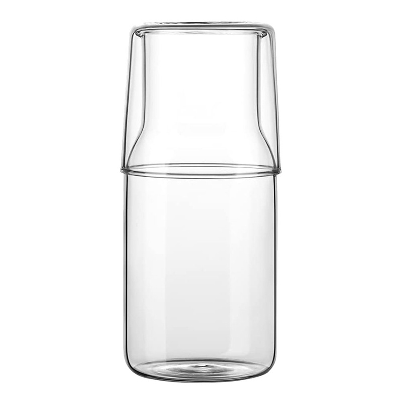 Bộ Bình Đựng Nước 500Ml Kèm Cốc Thủy Tinh Dùng Cho Phòng Ngủ / Phòng Tắm