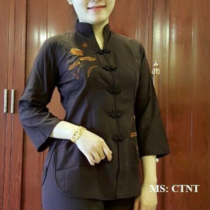 Bộ Quần Áo Đi Chùa, Quần Áo Phật Tử Cổ Tàu Đồng Thêu Sen Chất Kate Mịn Đẹp Ko Bai Ko Xù Thấm Hút Mồ Hôi Mặc Thoải Mái | BigBuy360 - bigbuy360.vn