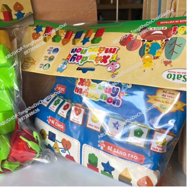 Xâu Dây Mầm Non_Đồ Chơi Nhựa An Toàn_Luồn Hạt Rèn Kỹ Năng Khéo Léo Cho Bé