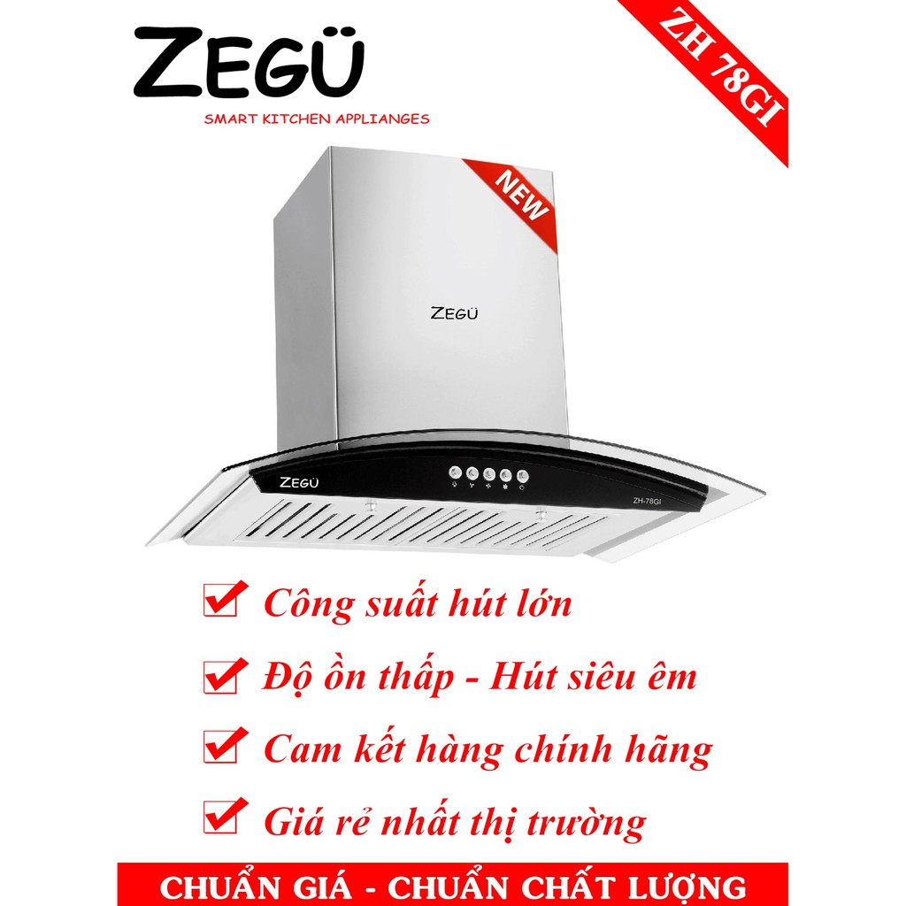 Máy hút mùi dạng kính cong 70cm Zegu ZH 78GI