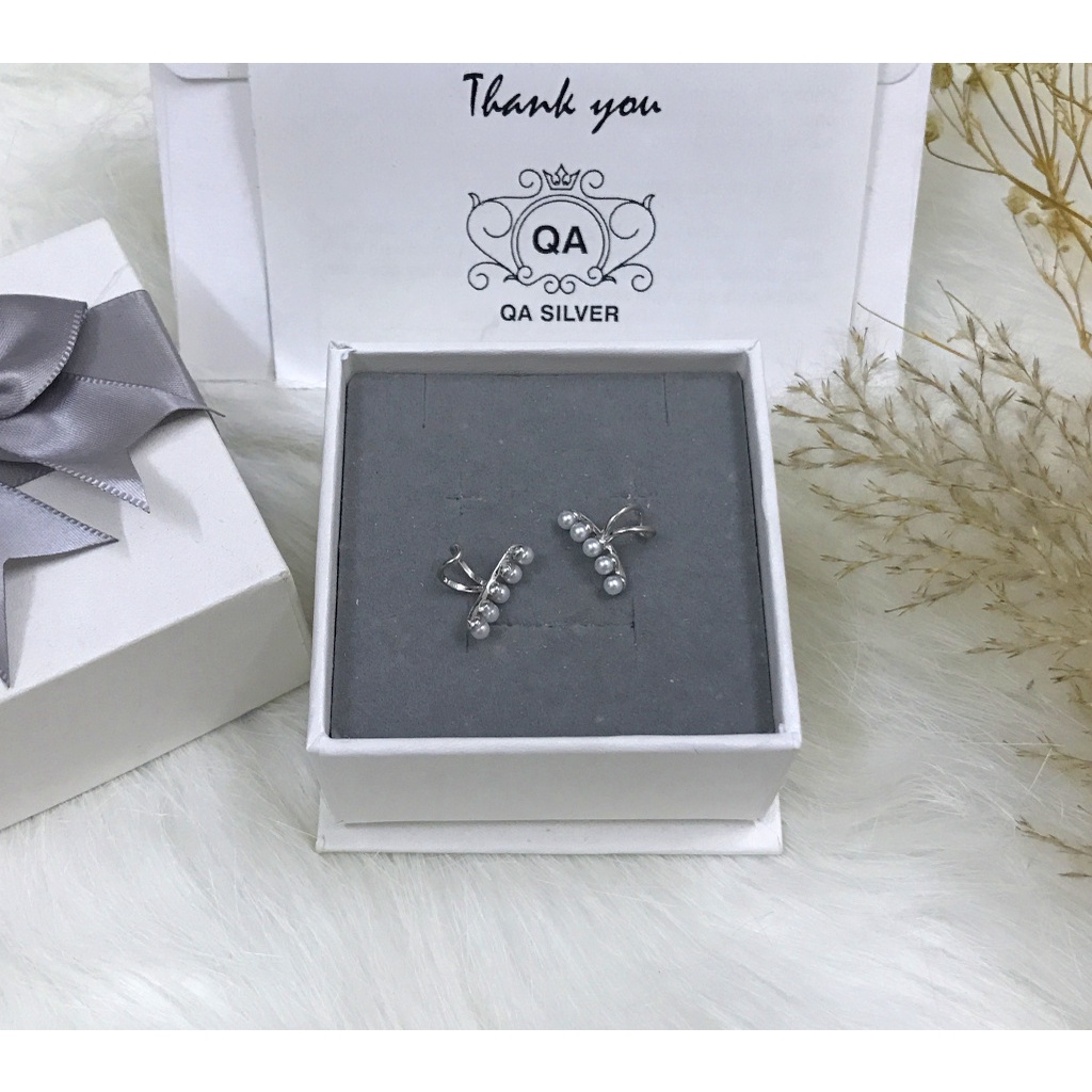 Khuyên tai bạc 925 nữ kẹp vành không cần lỗ ngọc trai giả S925 PEARL QA SILVER Earrings EA220406