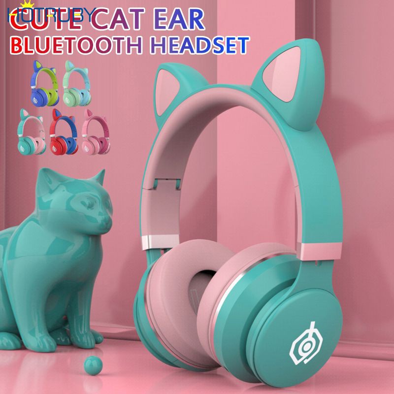 Mèo dễ thương Tai nghe LED không dây Phim hoạt hình Bluetooth Tai nghe bluetooth Tai nghe nổ