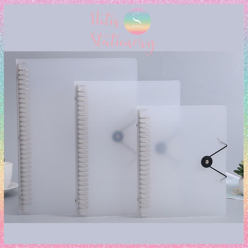 [HOTIS] Bìa còng sắt có dây chun nút cài - Binder A5/ B5/ A4 - 2 màu Trắng/ Đen