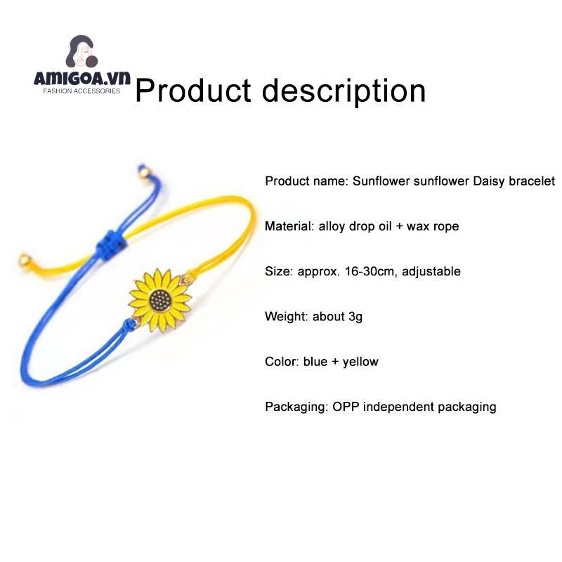 ✨✨Vòng Đeo Tay Bằng Sợi Sáp Dệt Hoa Hướng Dương/Hoa Cúc/Hoa Cúc Màu Vàng/Xanh Dương