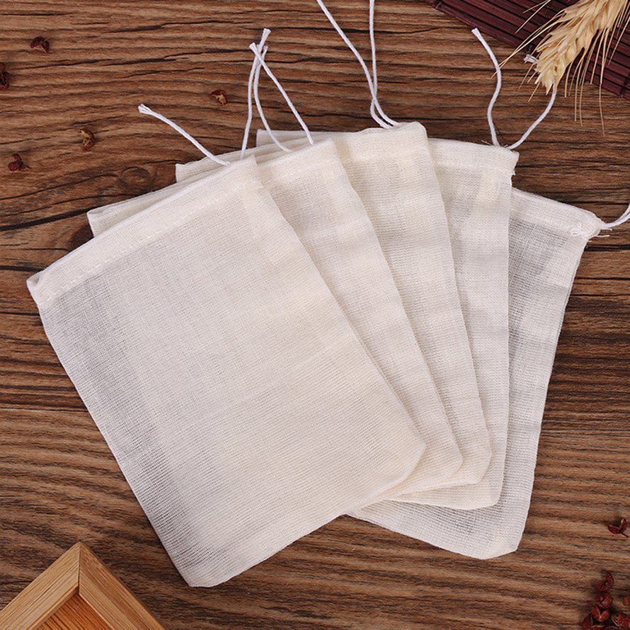 [ Nhiều size] Túi Lọc Bã Hoa Quả, Lọc Trà, Lọc Sữa Hạt Bằng Vải Cotton Có Dây Rút Tiện Dụng