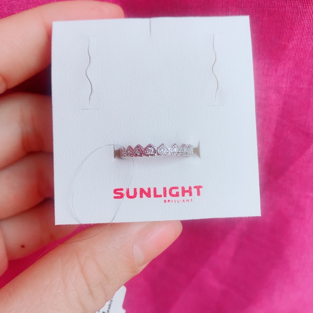 Nhẫn bạc tim mix đá fianit, hãng sunlight sản xuất tại Nga