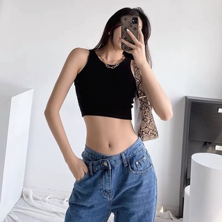 Áo croptop ba lỗ basic dáng ôm chất thun tăm co giãn
