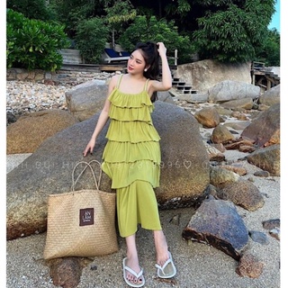 Váy maxi 2 dây nhiều tầng đi chơi đi biển siêu xinh