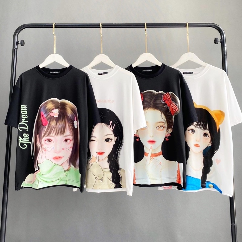 Áo Thun Cotton Tay Lở 3D Cô Gái Ảnh Thật 100%