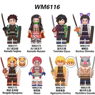 Mô Hình Đồ Chơi Lego Nhân Vật Tanjirou Akaza Nezuko Zenitsu Kyoujurou Giyu Inosuke Minifigures Wm6116