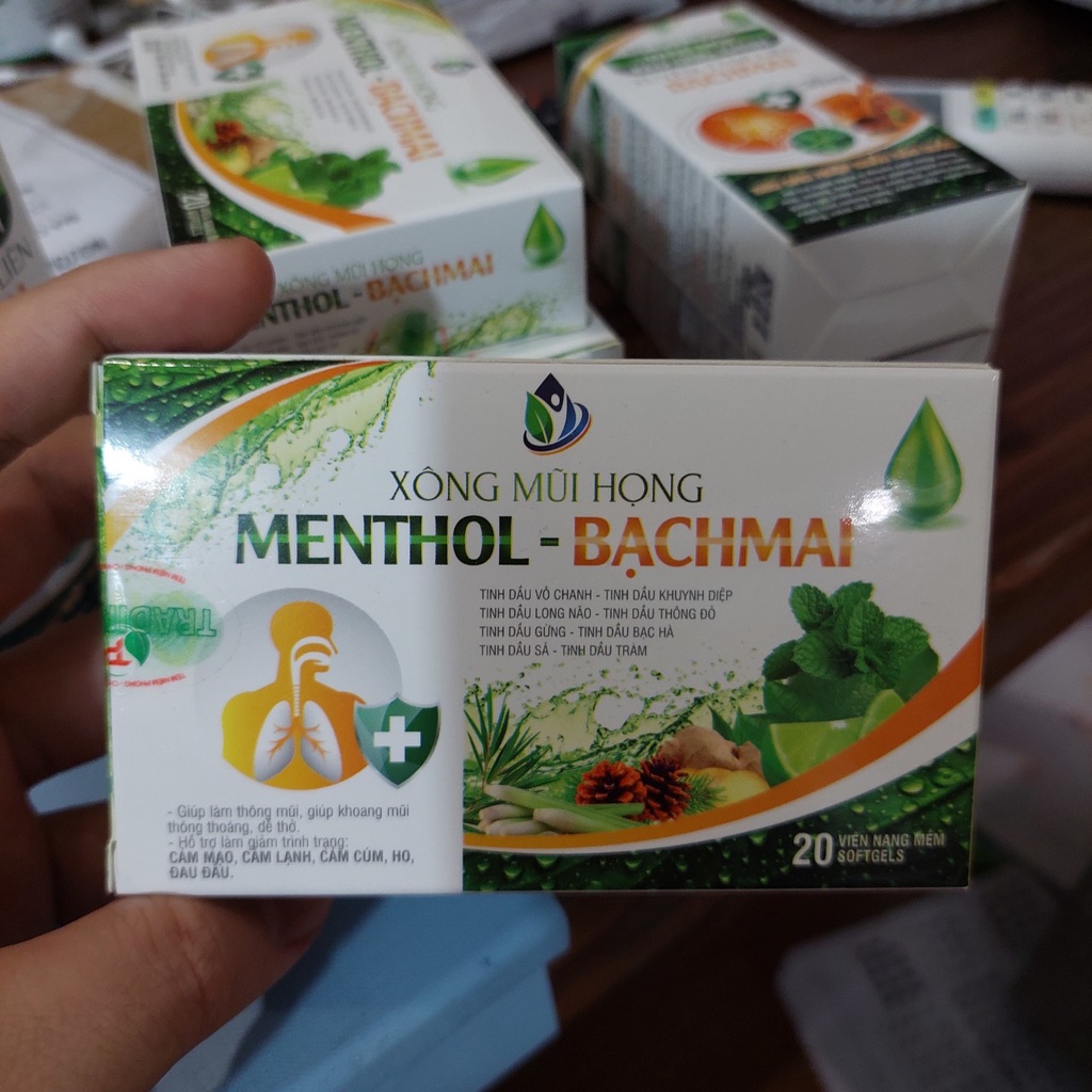 Xông mũi họng Menthol bạch mai hộp 20 viên