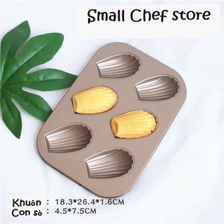 Khuôn bánh con sò màu vàng 6 lỗ