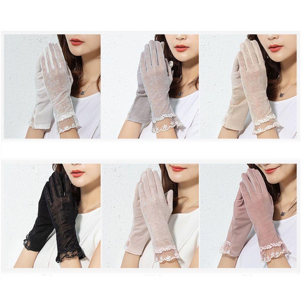 Găng Tay Lái Xe Vải Lụa Lạnh Thoáng Khí Thời Trang Xuân Hè Cho Nữ