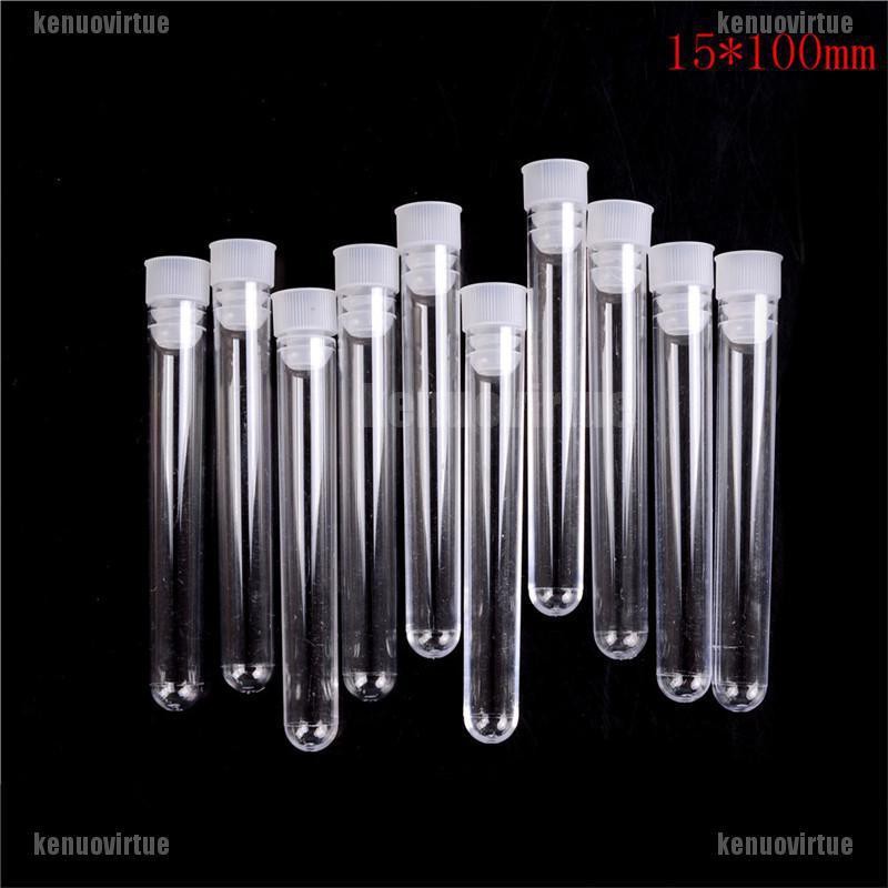 Bộ 10 ống thí nghiệm bằng nhựa trong suốt có nắp đậy chuyên dụng