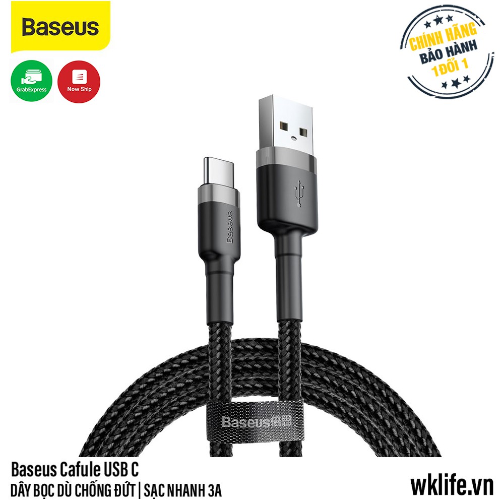 Cáp Sạc Nhanh USB C Baseus Cafule Dây Dù Sạc Nhanh Cho Xiaomi Samsung