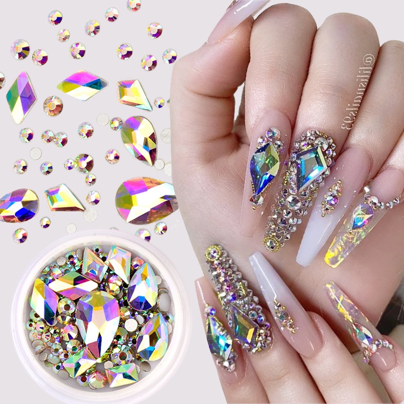 1 Hộp Phụ Kiện Kim Cương Giả 3D Lấp Lánh Trang Trí Móng Tay/Móng Tay Nghệ Thuật/Móng Tay Nghệ Thuật/Trang Trí Móng Tay Nghệ Thuật
