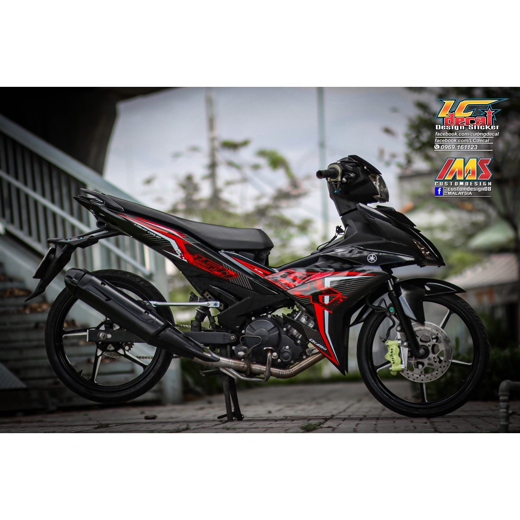Tem /decal Rời Dán Xe Exciter 150 Mẫu Chữ EX Sọc Đỏ Trắng Đen Cực Đẹp, Hàng 3 Lớp Chất Lượng Cao