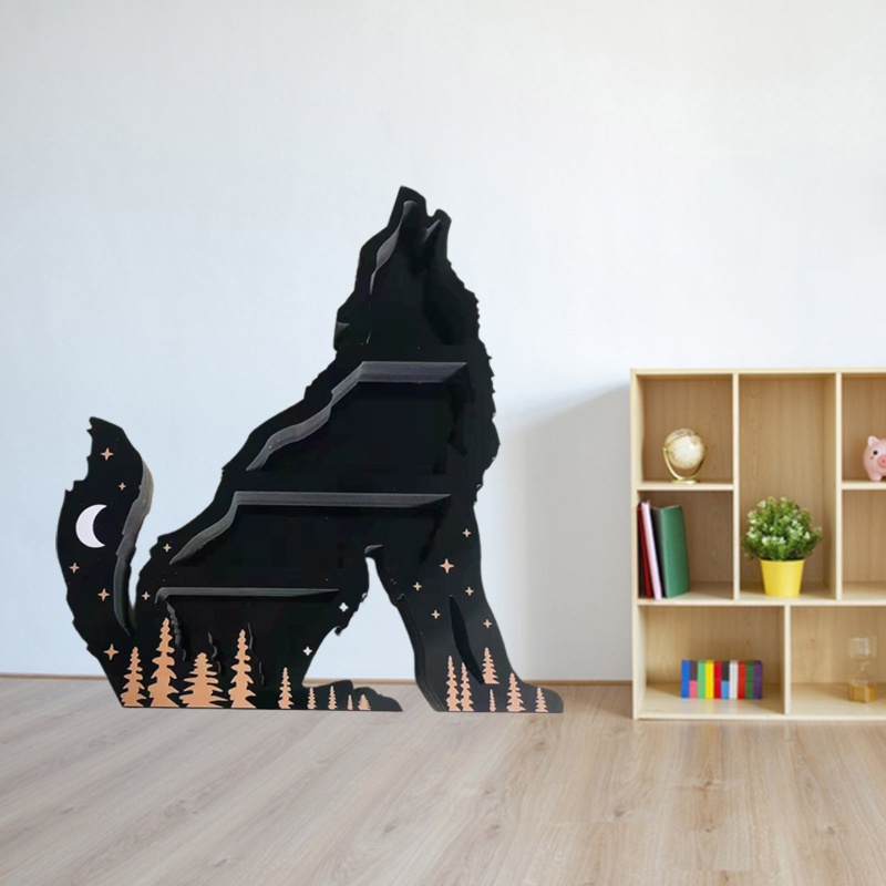 Giá Đỡ Pha Lê 4 Tầng Hình Sói Trang Trí Nội Thất