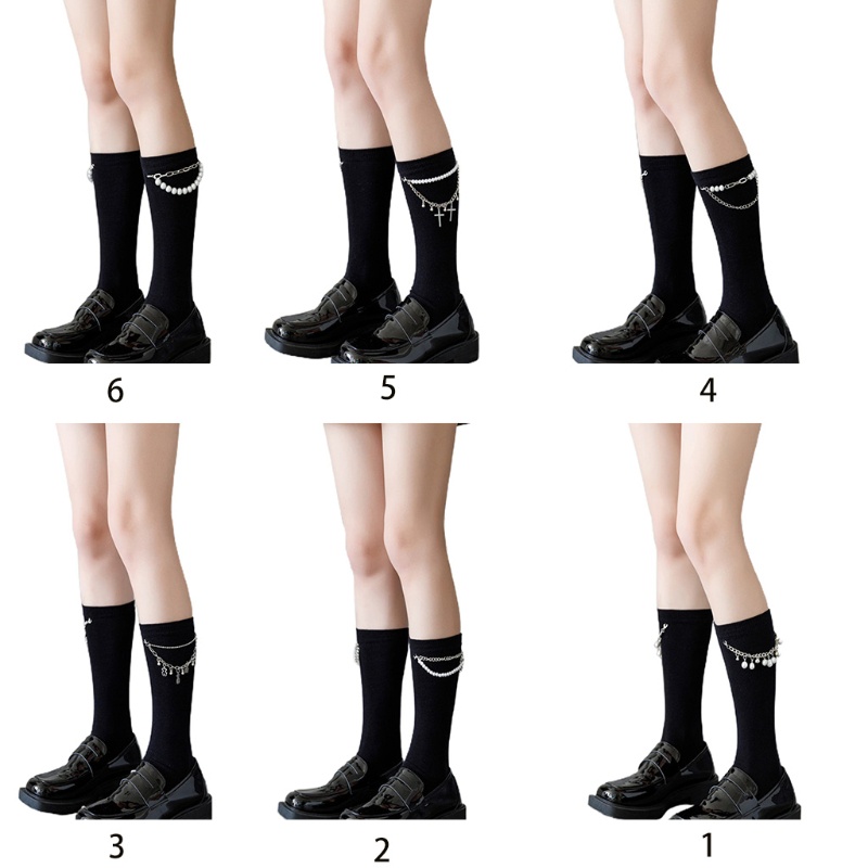 Xiangbao Tất Bắp Chân Cotton Đính Hạt Ngọc Trai Giả Tua Rua Phong Cách Harajuku Nhật Bản Lolita Cho Nữ