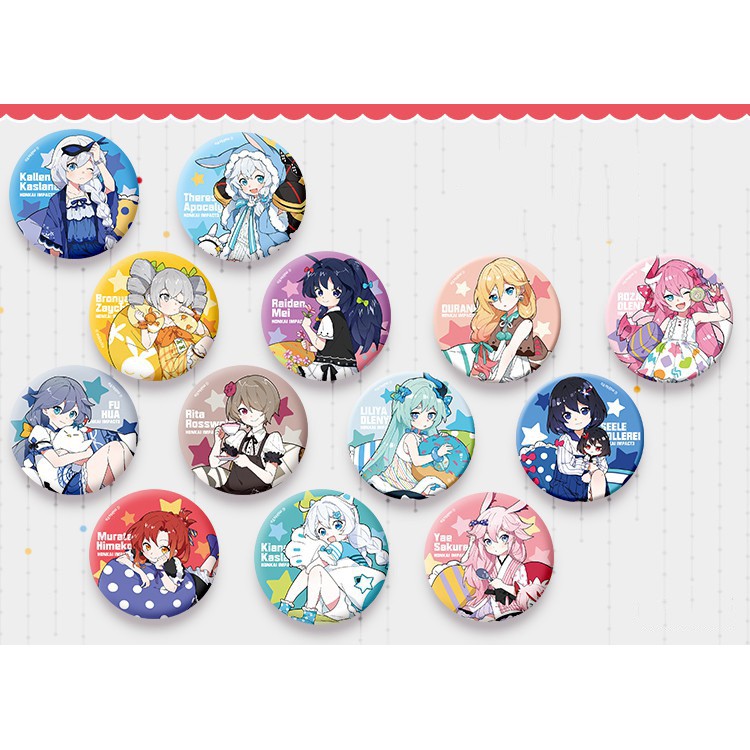 Huy hiệu cái áo IN HÌNH Honkai Impact game chibi dễ thương xinh xắn mẫu 2