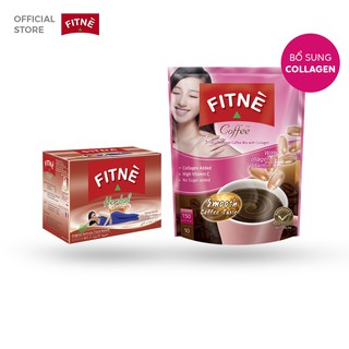 Bộ đôi giữ dáng đẹp da Trà giảm cân FITNE nguyên bản và Cà phê FITNE collagen