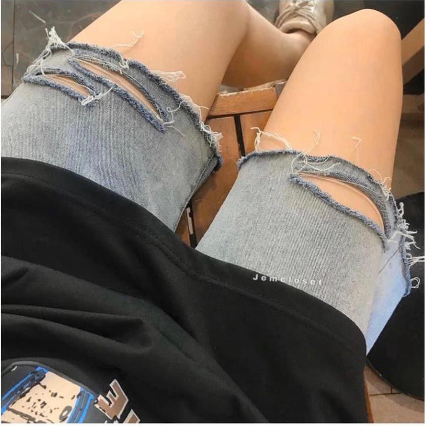 Quần Short Jean Rách Nữ 🌸 Quần jeans lửng dáng suông shorts rách ngắn Ulzzang SIÊU HOT 🌸