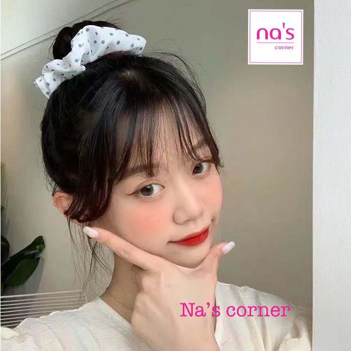 Thun cột tóc vải chun buộc xanh dương - Link 1