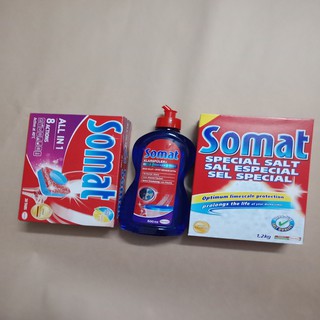 Combo viên 25v ,muối 1,2kg bóng 750ml dùng cho máy rửa bát Somat Đức