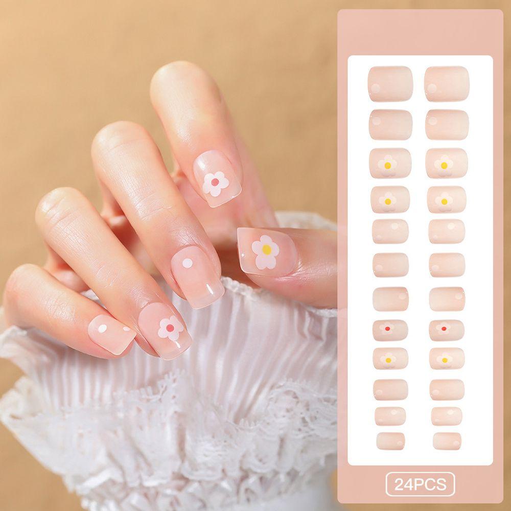 Móng Tay Giả Ngắn Họa Tiết Mèo / Gấu Trúc / Chấm Bi Thời Trang Hàn Quốc