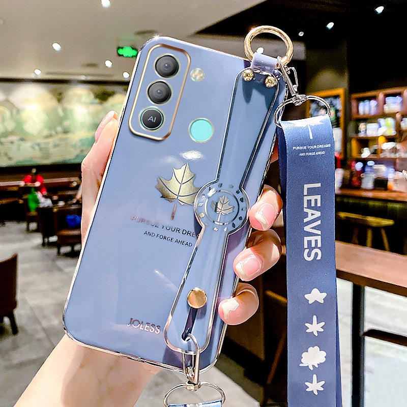 Ốp Điện Thoại Siêu Mỏng Họa Tiết Lá Phong Có Dây Đeo Cho Infinix Smart 4 4C 5 5Pro 6 Spark 5Pro 7 7Pro Spark 6 GO 6Air 5Air Spark GO 2022