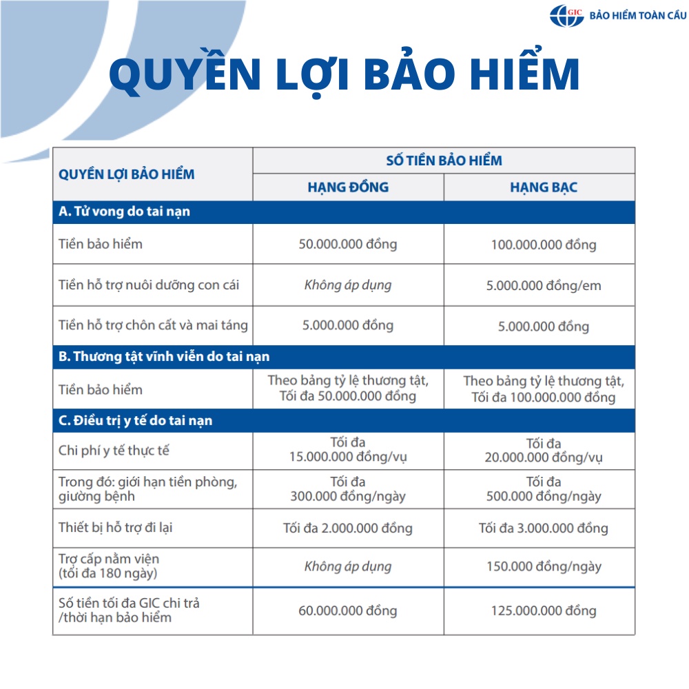 TOÀN QUỐC [Voucher giấy] Bảo Hiểm Tai Nạn An Tâm Vui Sống - GIC