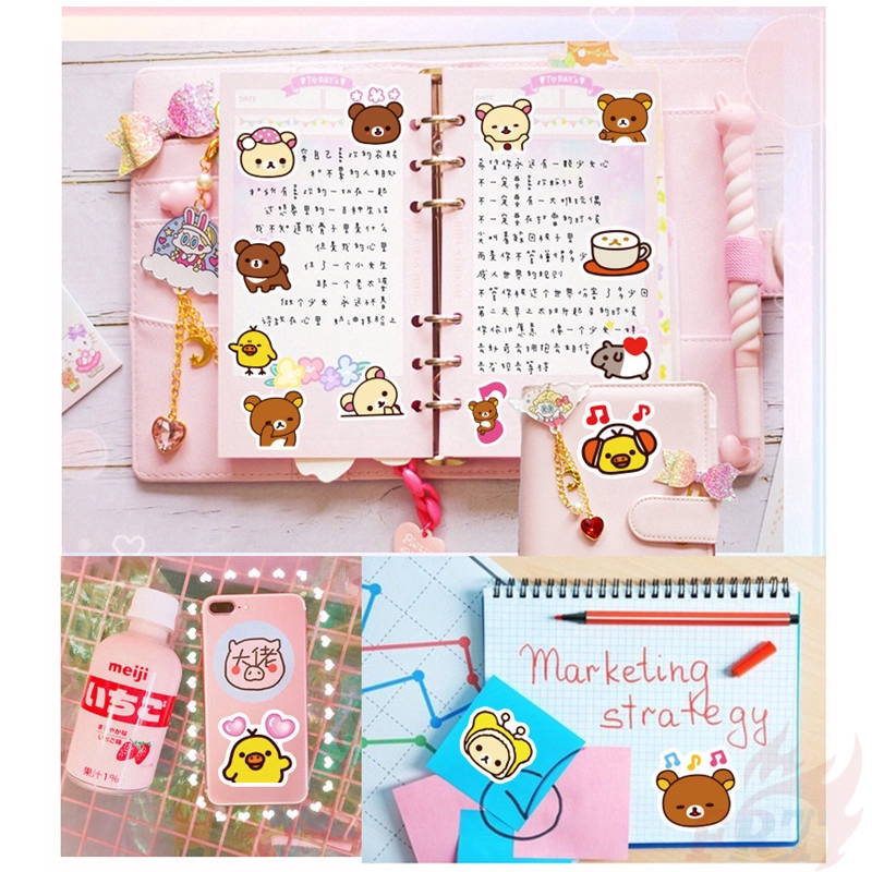 ❉ Rilakkuma & Kiiroitori - SAN-X Anime Bear Series 01 Giấy và decal dán tường ❉ 40Pcs/Set DIY Decals Stickers for Diary Laptop Scrapbooks Skateboard