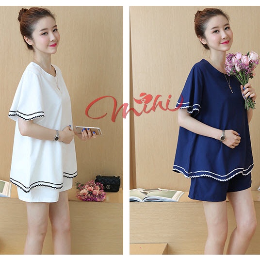 Bộ bầu lửng, đùi tay cộc chất mềm mát  - Đồ quần áo ngủ mặc nhà thời trang đẹp cao cấp cho mẹ bầu mùa hè giá rẻ Bigsize