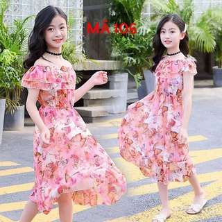 Đầm bé gái voan siêu xinh mã 106 cho bé gái 13kg-18kg - dambegaistore