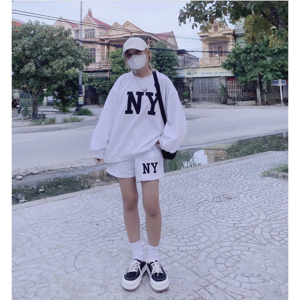 [CÓ ẢNH THẬT] Bộ Nỉ Thu Đông Unisex Nam Nữ - Bộ Short Áo Tay Dài Bồng Ulzzang Hottrend