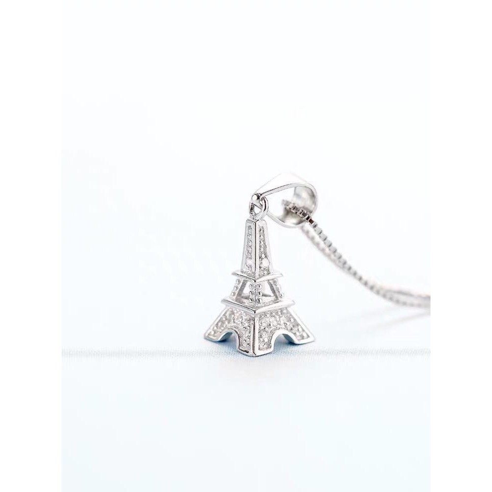 [Ảnh thật] Dây Chuyền Nữ Bạc 925 Cao Cấp ERASHOP 073675 - Tháp Eiffel Đính Đá Nữ Tính, Sang Trọng, Rẻ Đẹp