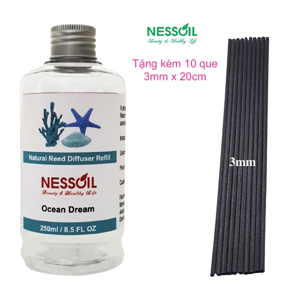 Tinh dầu Refill (thay thế, bổ sung) 250ml, hương Biển (Ocean), dùng cắm que khuếch tán, rót vào bộ cắm đã cạn tinh dầu