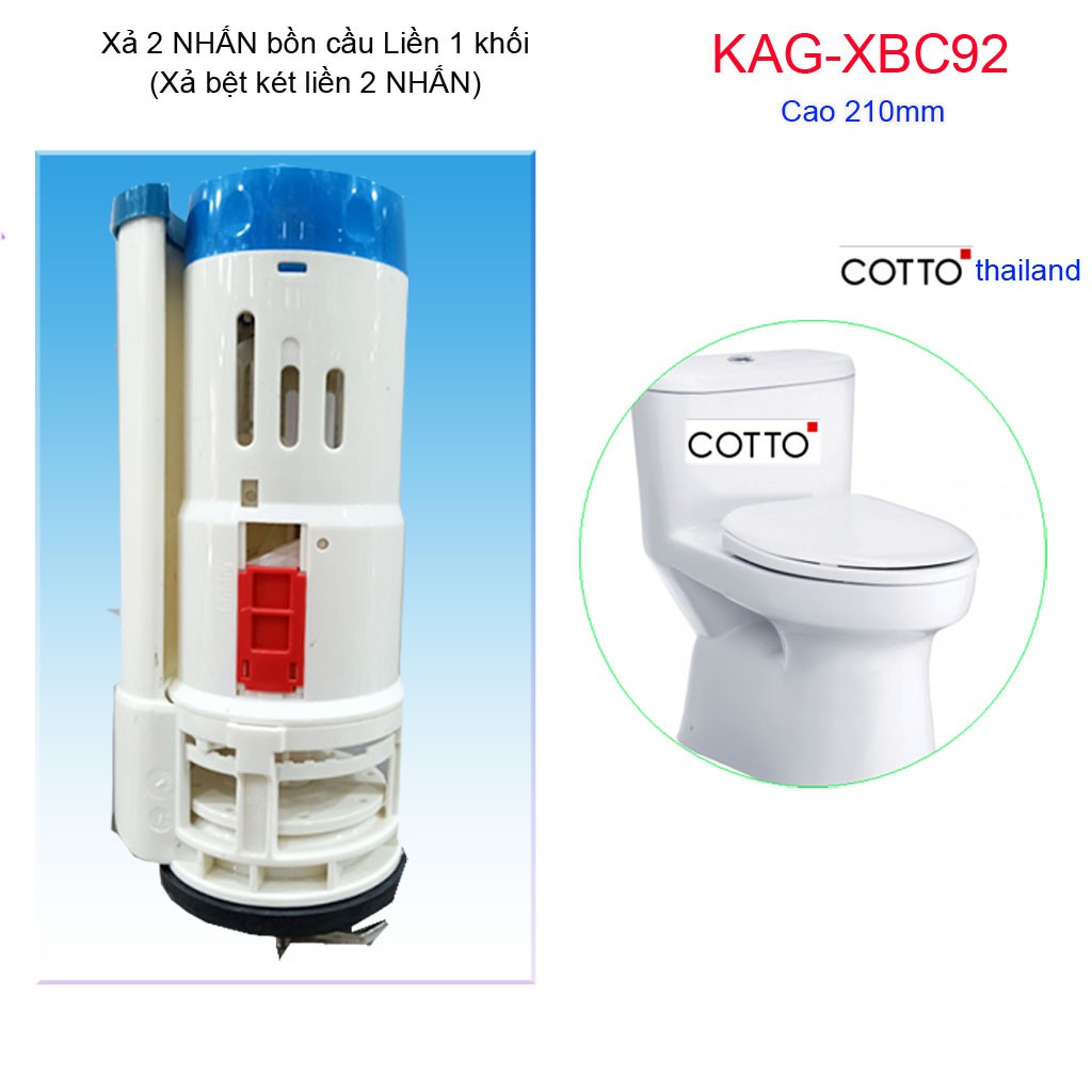 Cụm xả 2 nhấn cầu liền khối, xả bệt két liền 2 nhấn, xả thông minh cầu khối KAG-XBC92