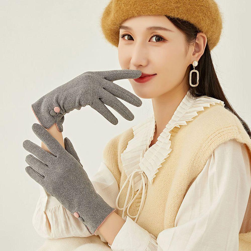 Găng Tay Nhung Ngắn Màu Trơn Giữ Ấm Mùa Đông WMES15H Dành Cho Nữ